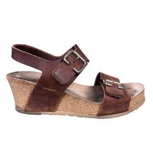 Mephisto Lissandra Brown Leather Wedge Sandals Size 38 US 8